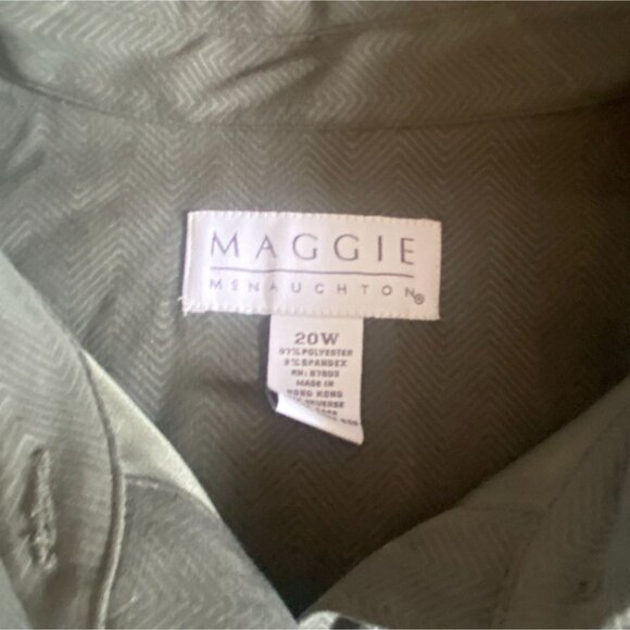 Maggie McNaughton 'Boston' Womens Textured Button Front Blouse-Green-20W-NWT - Picture 5 of 7